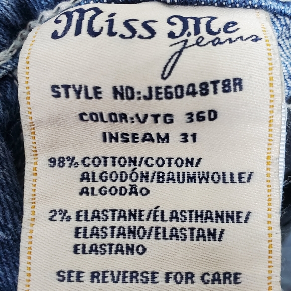 Miss Me JE604878R straight leg beeded studded rhinestone jeans size 28 - Picture 4 of 13